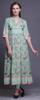 Bimba Gold Leaves & Peony Floral Printed Womens AnarkaliA  KurtiA  Kurta Flared Maxi Blouse