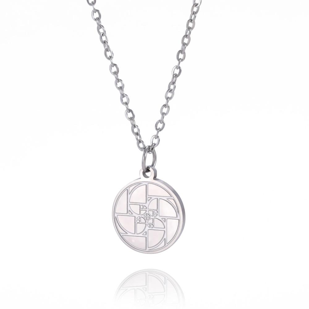 Fibonacci Spiral Geometri Stainless Steel Necklace Medieval Ratio Number Integer Sequence Mathematics Jewelry Party Gift