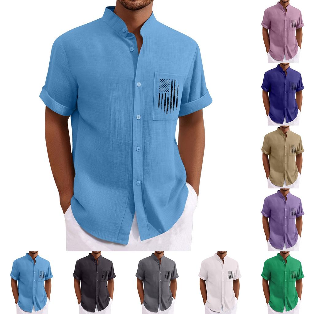 Men'S Casual Loose Short Sleeved Printed Shirt With Fashionable Top