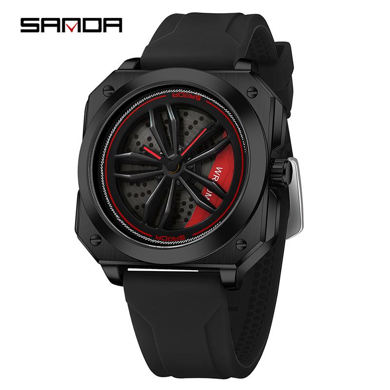 European-Style Men's Sport Quartz Watch with Waterproof Skeleton Design and Versatile Silicone Strap