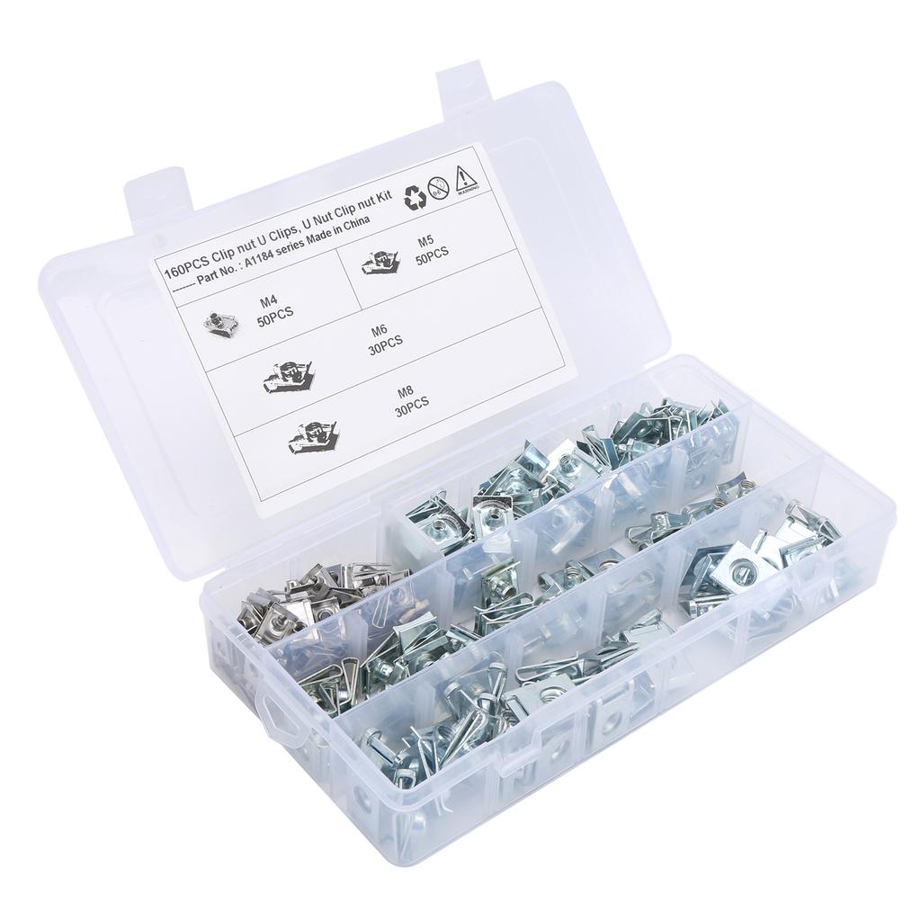 160Pcs UClips Chimney Nut 304 Stainless Steel Fastener M4 M5 M6 M8 for Motorcycle Car