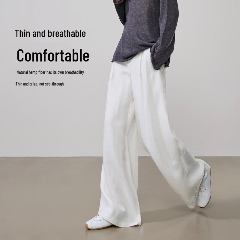 ESE-Y Women's Hemp Wide-Leg Straight Casual Pants