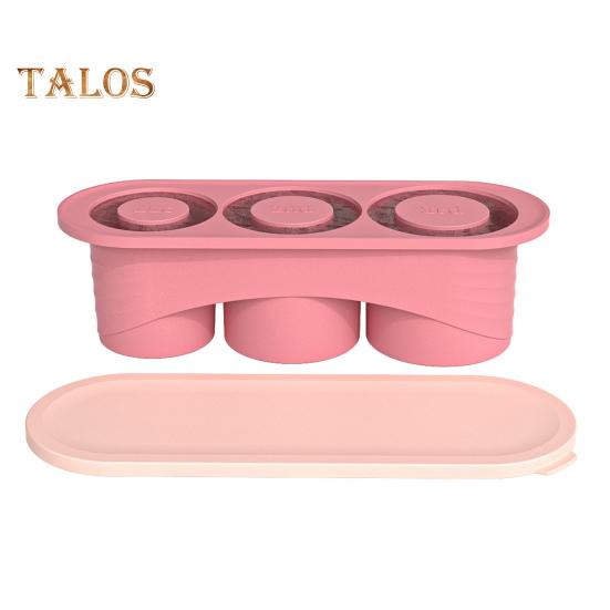 

Поднос для льда с крышкой, силиконовая форма для льда, без запаха, без бисфенола А, 3 цилиндрических кубика льда для охлаждения напитков, кофе, сока, виски розовый