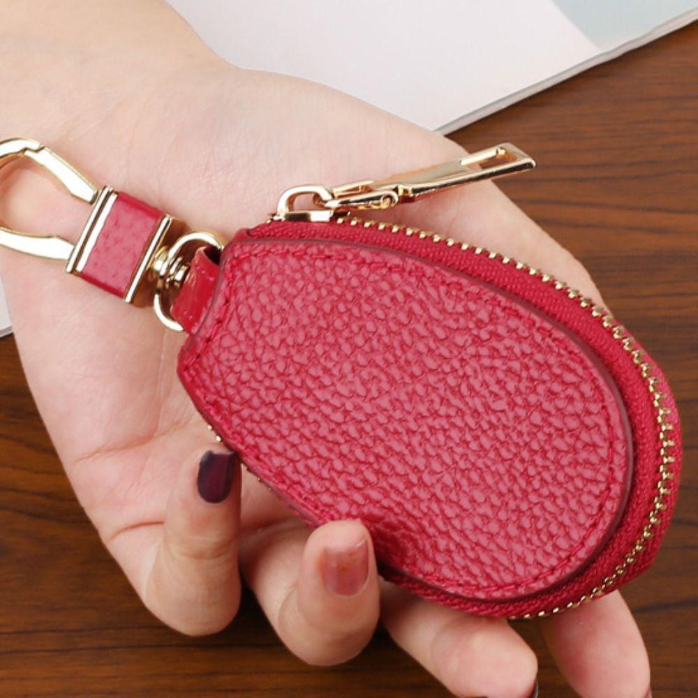 Leather Keychain Holder Zipper Coin Purse Universal Wallet Organizer  Men Women