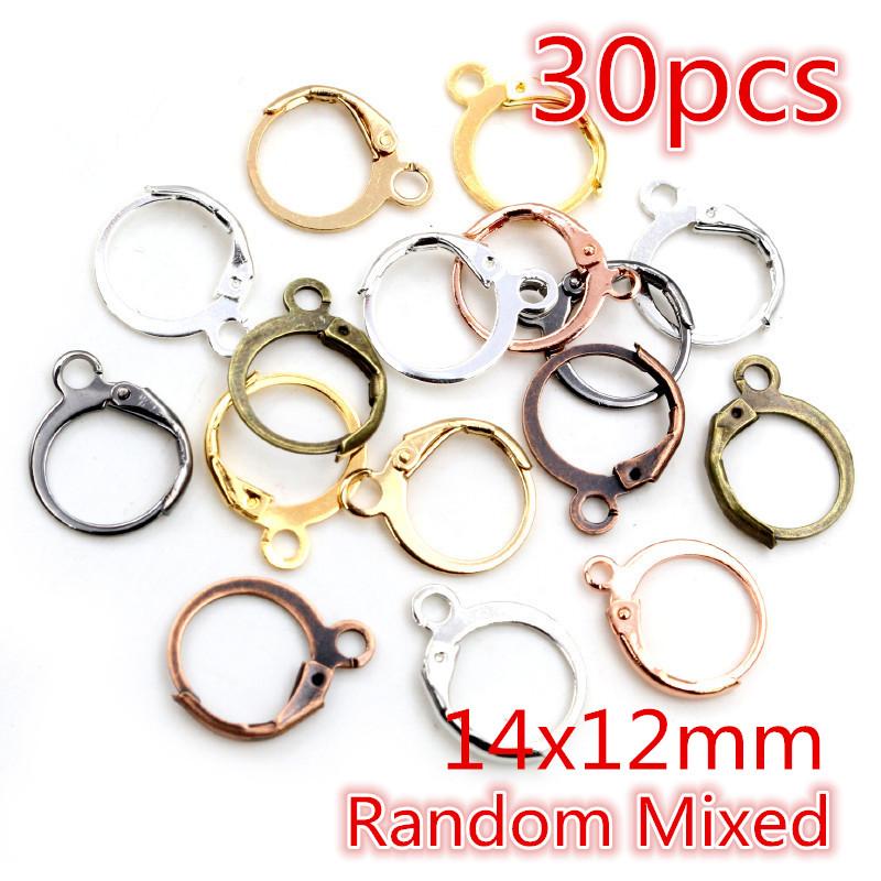 30-50pcs Fashion Bronze Rhodium Gold Silver Plated French Earring Hooks Wire Settings DIY Jewelry Making Findings Accessories