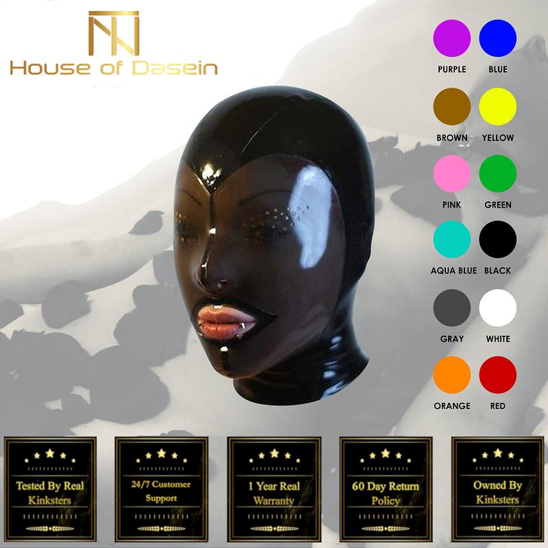 Fetish Mask With Back Zip Transparent Black Face Hood Latex Hoods