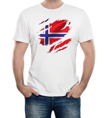 Zerrissene Norwegen Flagge Herren T-Shirt Norwegisch Oslo Land Nationalfußball
