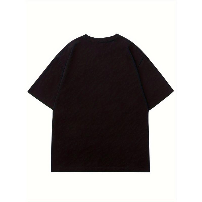 European sizes Men's T-Shirt with Cartoon Cat Print - Casual Crew Neck, Short Sleeve Tee for Summer | Machine Washable