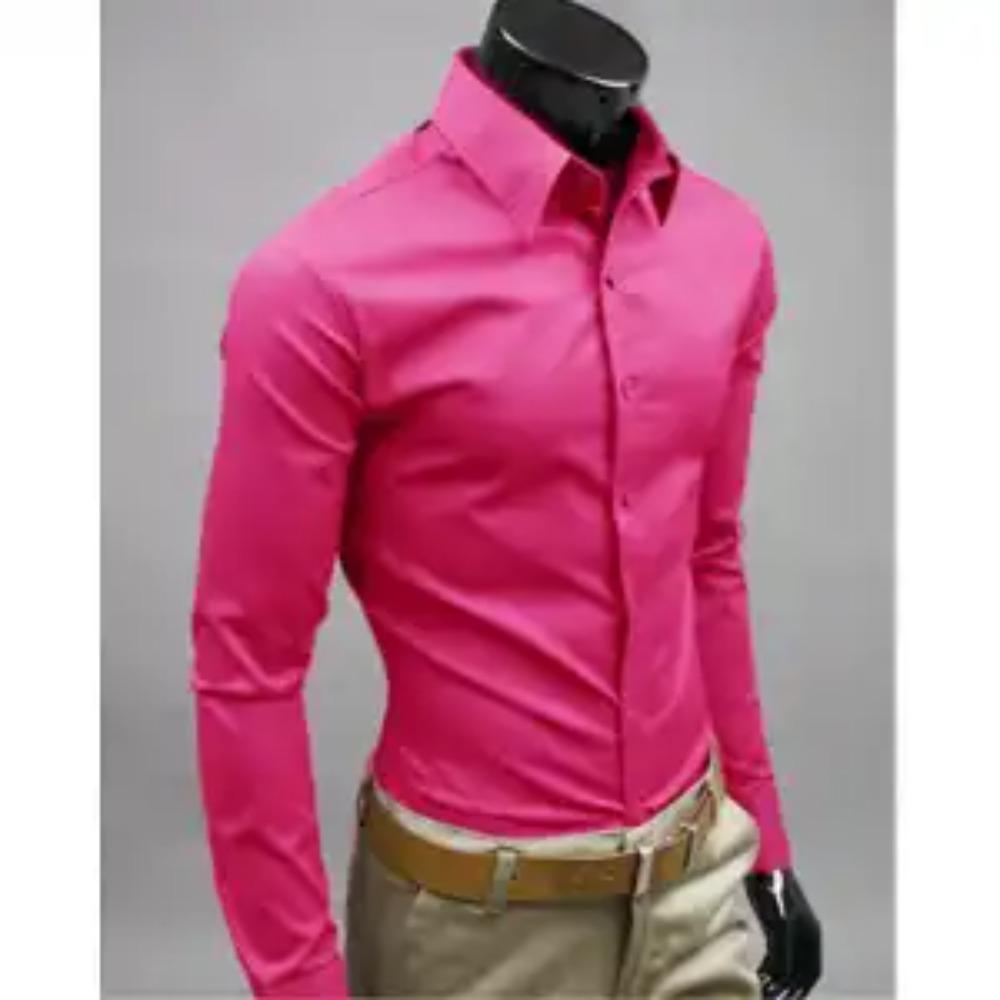 New Spring and Autumn Fashion Leisure Business Simple Polo Collar Long Sleeve Solid Color Slim Fit Men's Inch Shirt