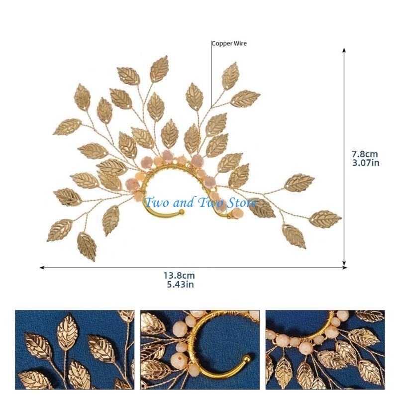 HX6F Delicate Leaf Ear Cuff Earrings Accessory Handmade Ear Clips Adornment for Women