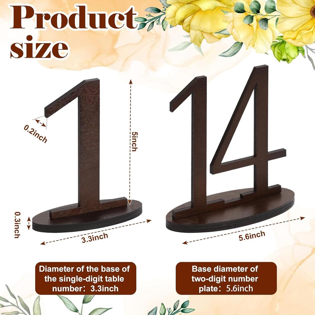 Wooden Table Numbers 1-15 with Oval Base Table Numbers for Wedding Reception 5 Inch High Gold Rustic Table Numbers Wedding Table Signs Holders Table