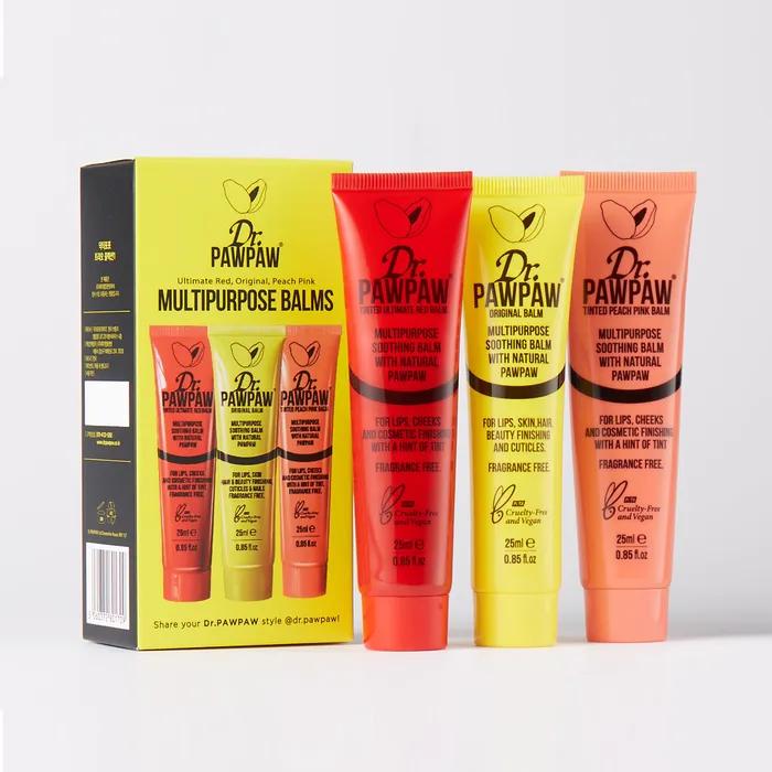 Tinted Color Balm Trio Set (Original + Red + Peach Pink)