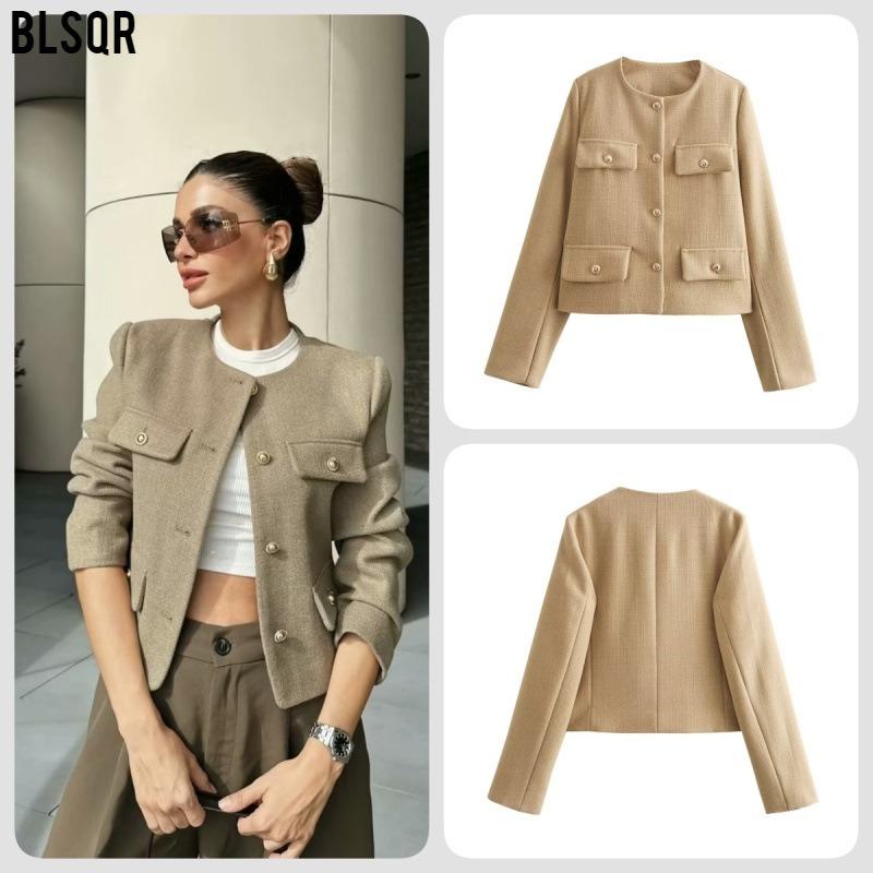 DAFIFY Women's Fashion Casual Solid Color Print Autumn Winter Long Sleeve O-Neck Jackets & Coats