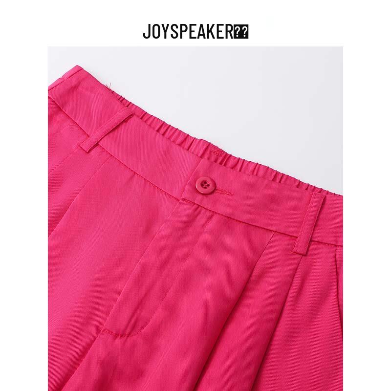 JOY SPEAKER Women's High-Waisted Silk Straight-Leg Pants
