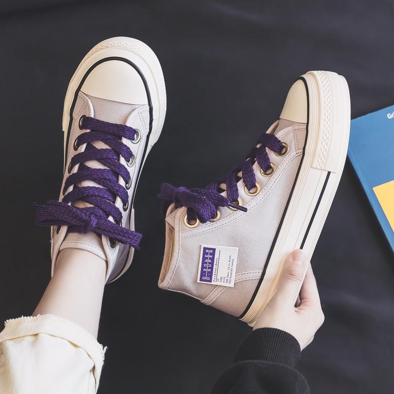 Autumn High-top Purple Canvas Shoes, New Niche Design Platform Cloth Shoes, Sneakers