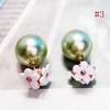 1 Pairs Fashion simulated pearl ball Earrings flower hiphop two side Jewelry Double side Stud Earring