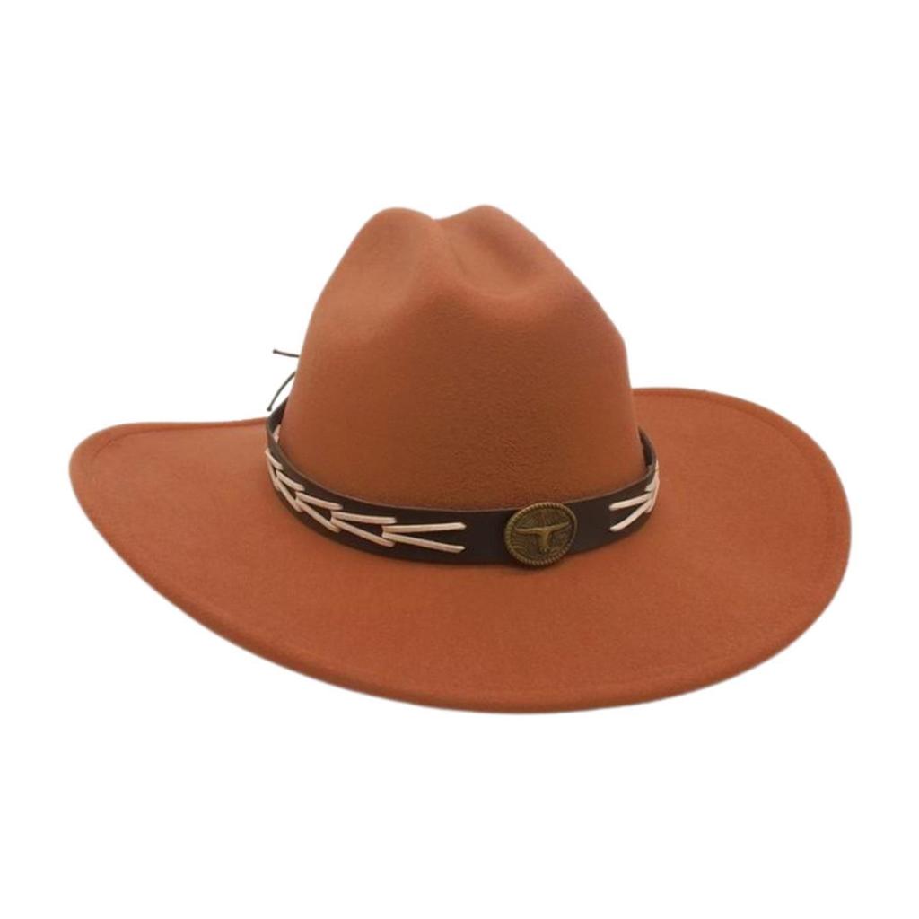 Ladies Shopping Concave Shape Internet Celebrity Top Hat New Fashion Simple Cowboy Hat One Word Top Wide Brim Woolen Jazz Hat