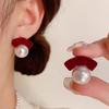 Vintage Flocking Earrings Charm Geometric Bowknot Stud Earrings for Women Girls Fashion Unusual Zircon Ear Accessories