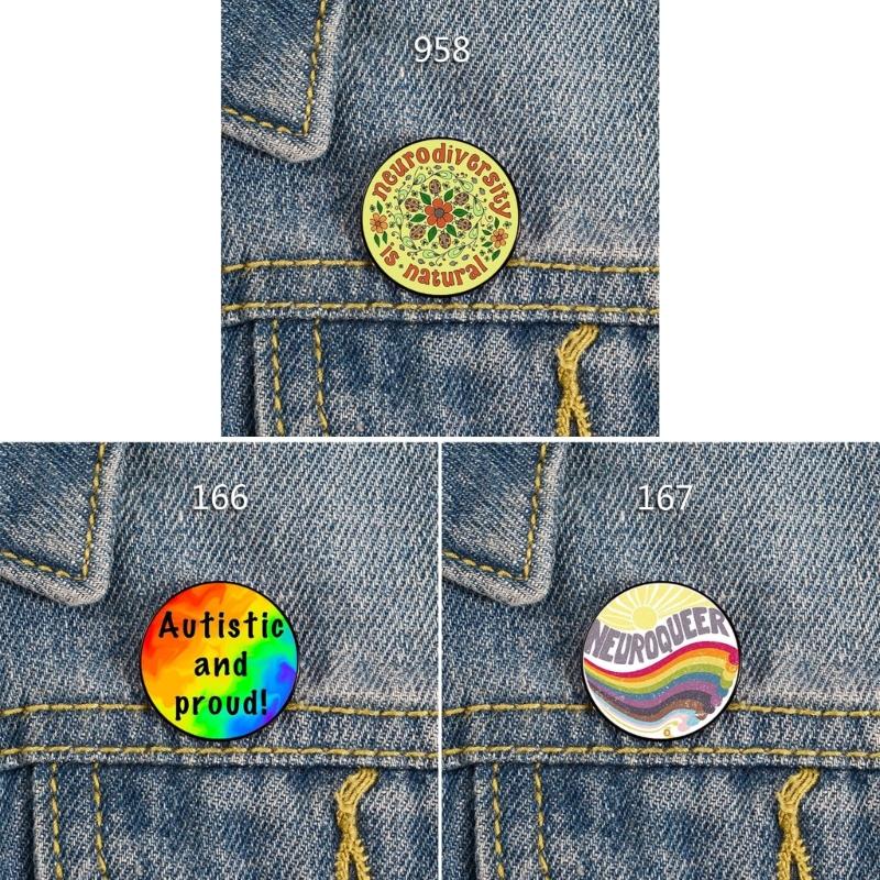 Actually Autistic Enamel Pin Brooch Autistic Symbol Round Metal Lapel Pin Badge for Clothes Backpack Bag Decoration