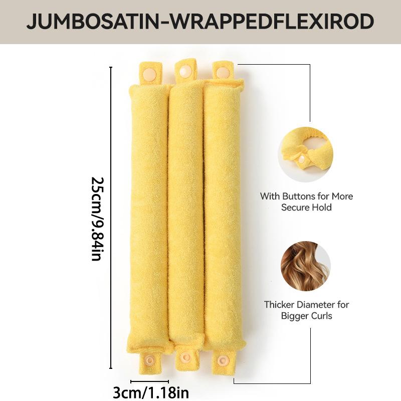 3pcs Heatless Hair Curler Overnight Heatless Curls Blowout Rods Headband Blow Out Hair Rollers Terry Cloth Rods For Long Hair