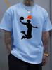 Unisex O Neck Tee Dunk Basketball Player Silhouette Print Cotton Short Sleeve Loose Summer Breathable Daily Casual Basic Wear Top