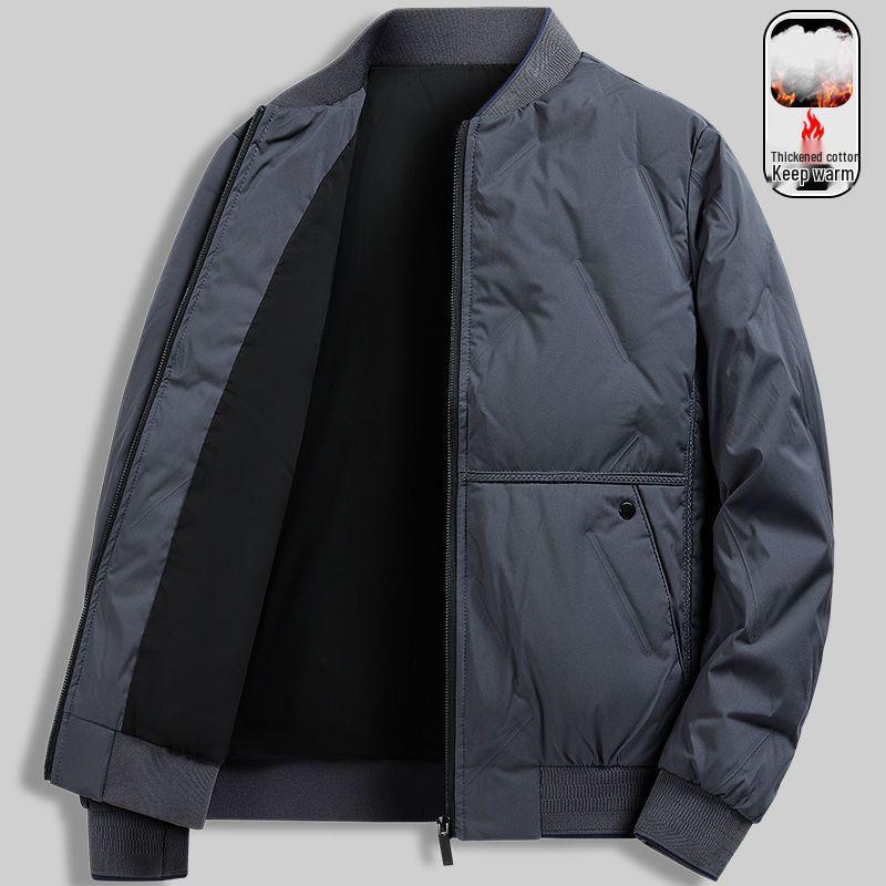 

Men s Lightweight Winter Cotton Jacket - Business Casual Stand Collar Duck Down Coat 5XL