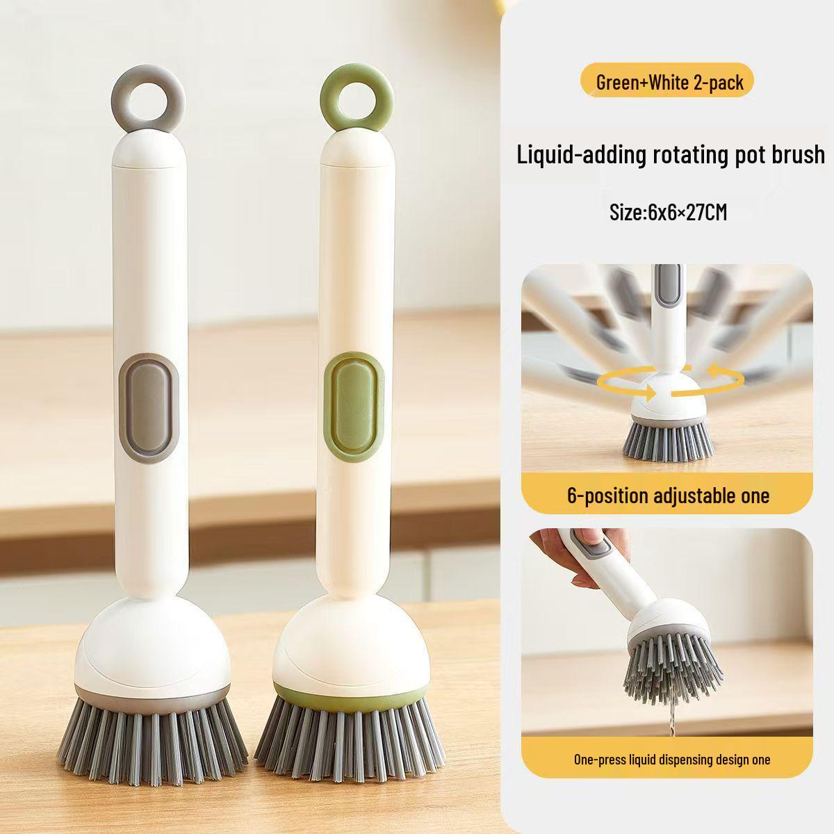 Adjustable Long Handle Rotating Pot Brush with Liquid Dispensing - Non-Scratch Scrubbing for Pots, Bowls, and Cups. 27.5 cm серый