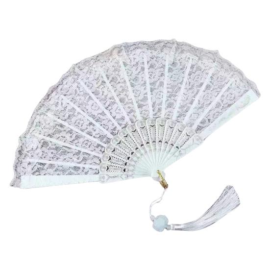 Retro Style Fan Wing Chun Dance Fan 45cm Unfolding Width Fan with Weighted Tassels Stable Rotation Stage Performance Fan