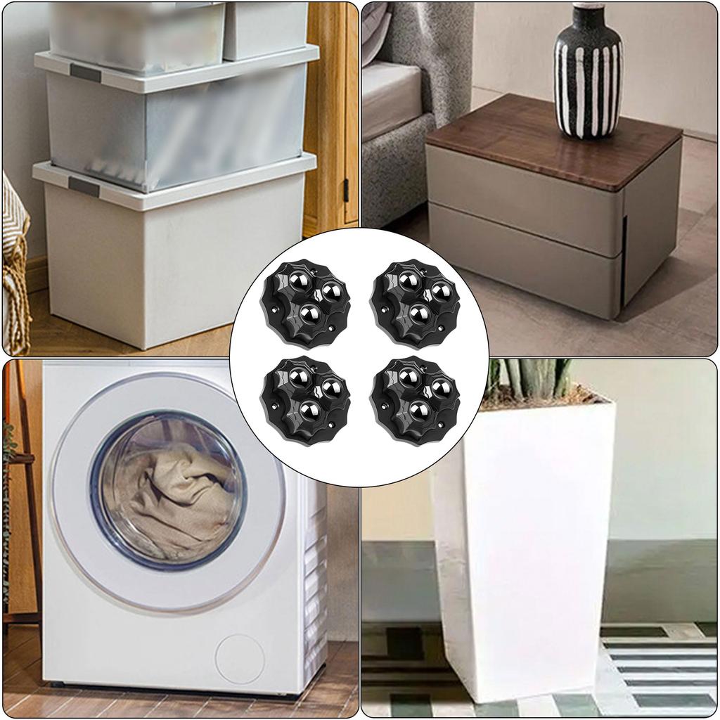 4Pcs Small Furniture Casters Wheel Sticky Pulley Appliance Sliders Self Adhesive Casters Wheel for Kitchen Appliances