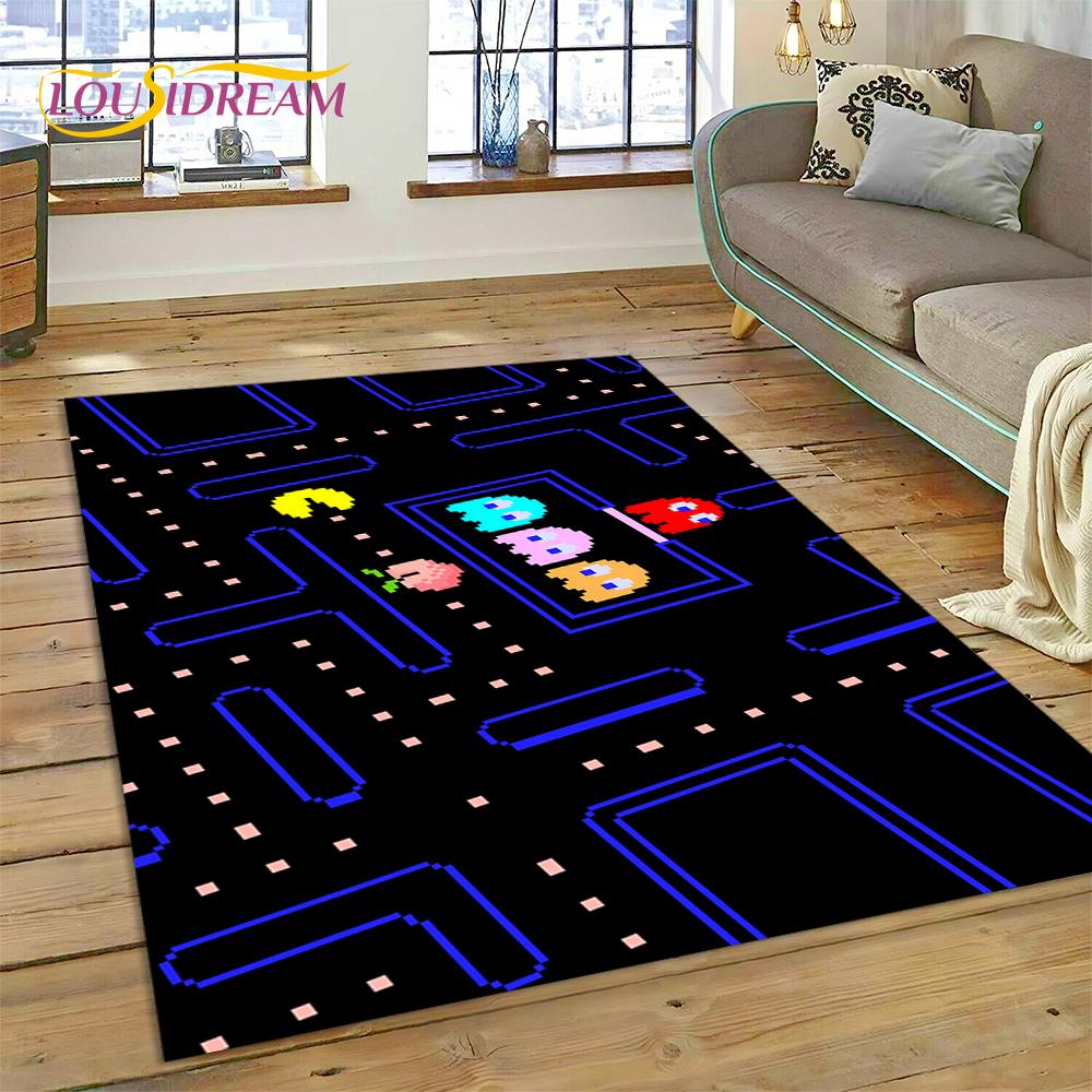 3D Retro Pakkuman Classics Game Carpet Rug for Bedroom Living Room Home Sofa Decoration,Children Game Large Decor Floor Mat Gift