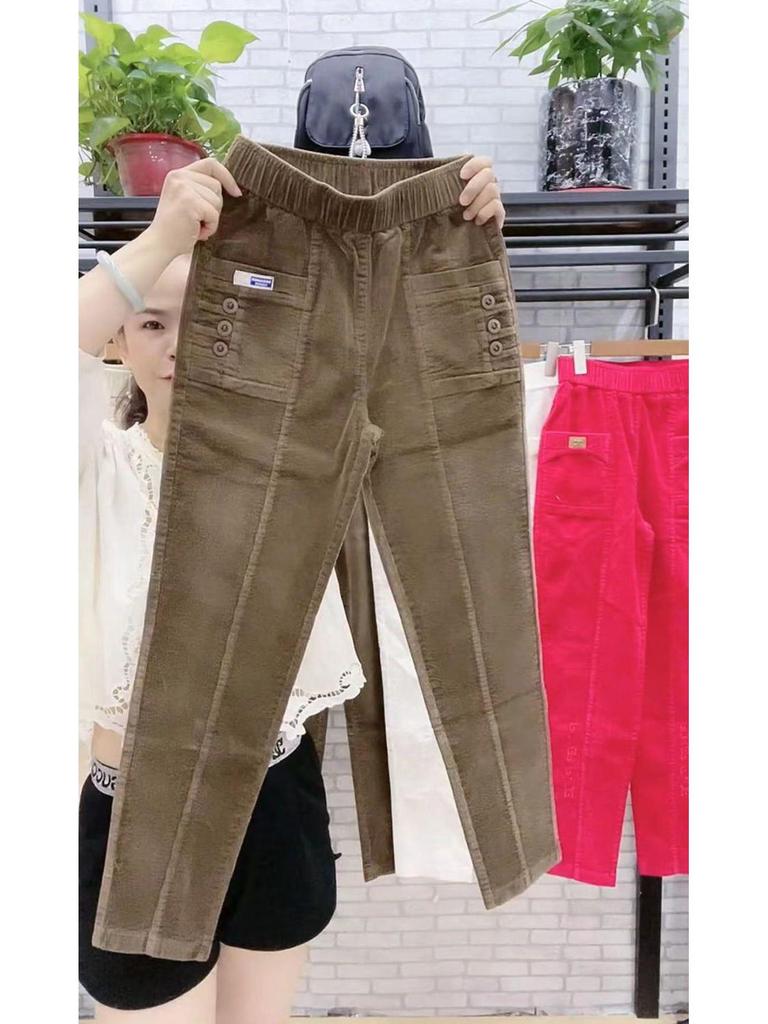 2023 Spring Women's High Waist Corduroy Harem Pants - Slimming, Versatile, Thickened Design