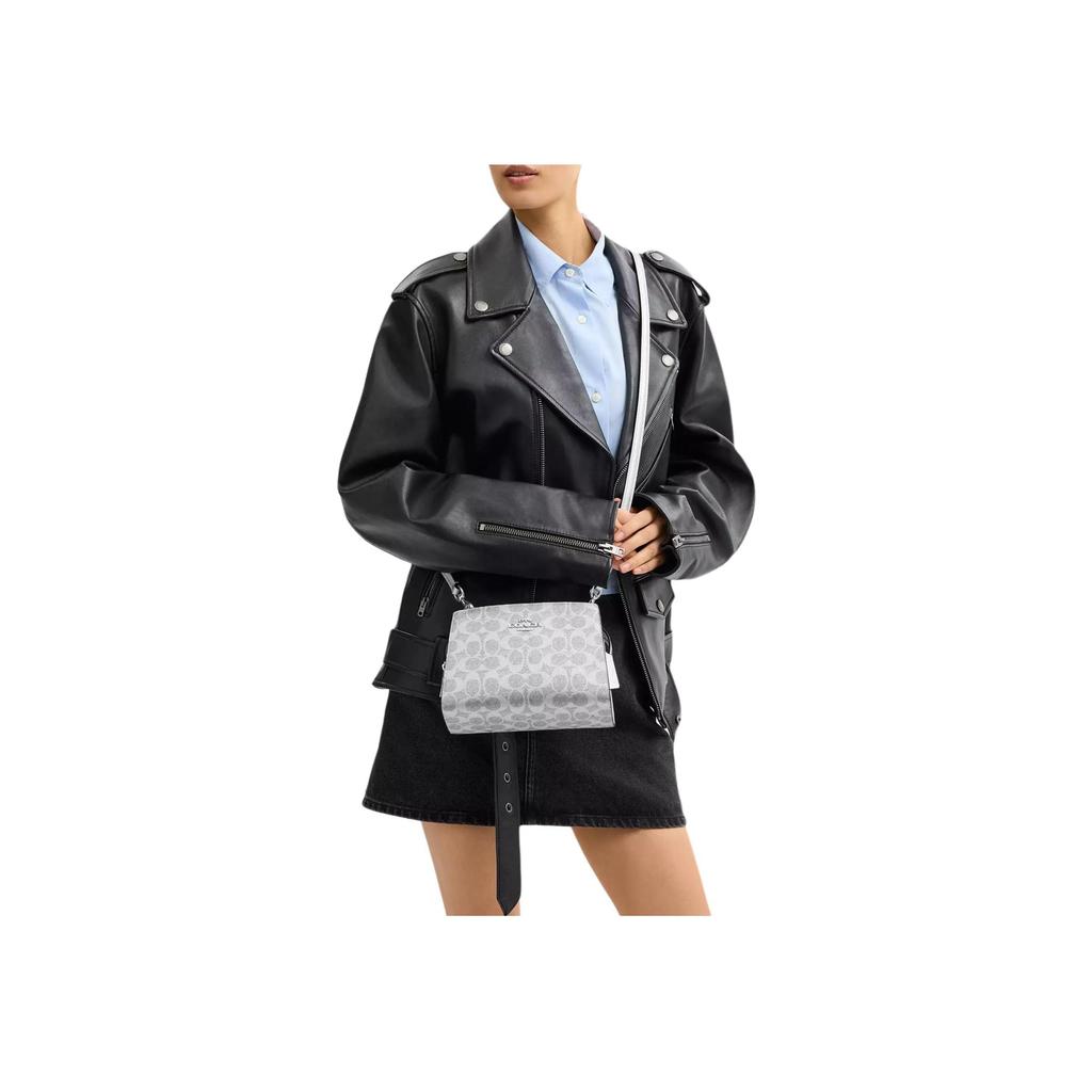 Coach 20 Metallic Crosshatch Coated Canvas Crossbody Bag Small Women Bags Silver CCK70-SVYGP