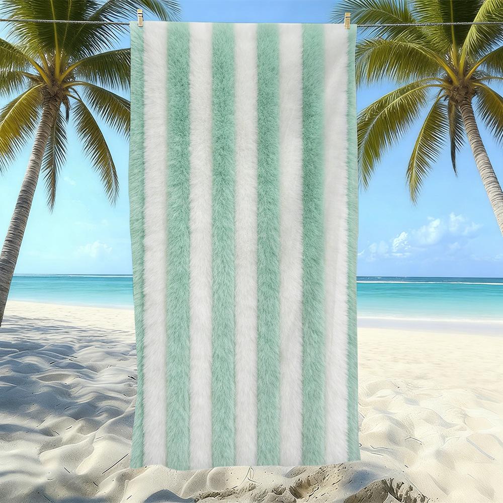 Populaire gestreepte bedrukte strandlaken Sneldrogend Zandvrij Volwassen Zwem Bad Handdoek Microvezel Handdoek