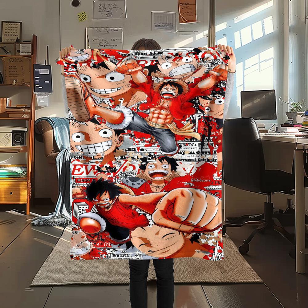 1pz Una Pezzo Monkey D Luffy Coperta in Flanella Fantasia Adatta a Tutte le Stagioni per Arredamento Casa Calore e Comfort Regali Regalo Festivo