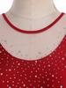 Womens Gymnastics Figure Skating Bodysuit Round Neck Sleeveless Shiny Rhinestone Mesh Patchwork Leotard Dance Jumpsuit