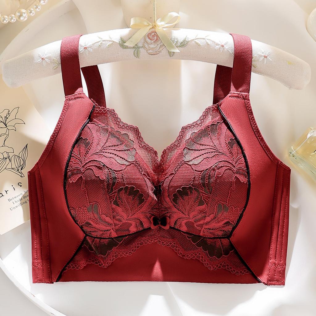 New Lace Large Size Adjustment Type, Thin Breasts, No Steel Rings, Bra Gathering, Big Breast Cup