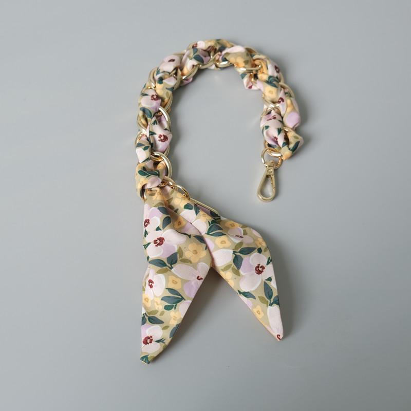 New Fashion Spring Summer Woman Handbag Accessory Part Chains Detachable Replacement Floral Silk Cotton Scarve Strap Women Chain