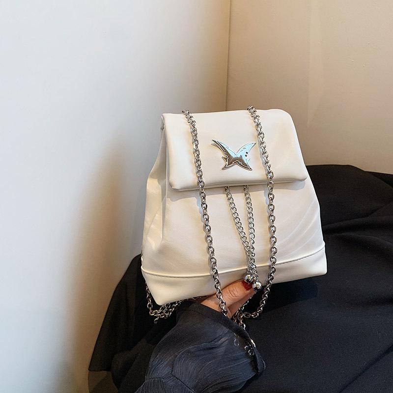 Mini small backpack women's backpack 2025 new fashion silver schoolbag girls college students niche chain bag