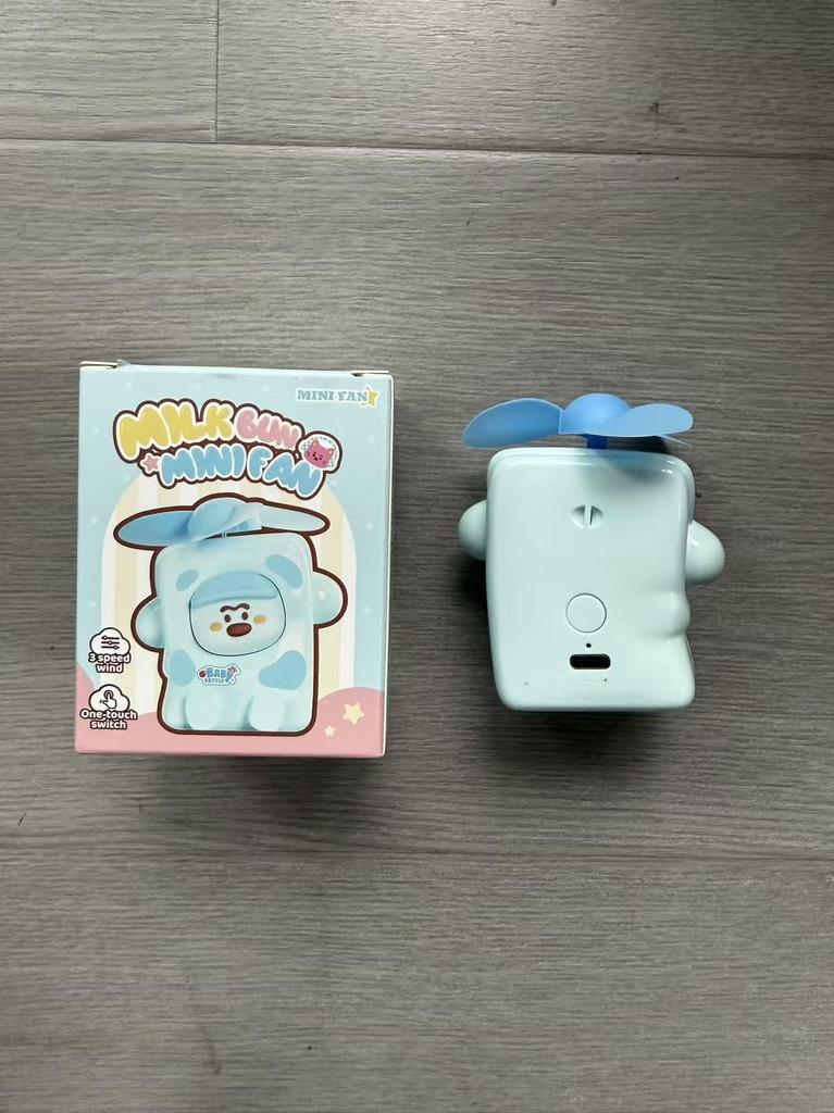 Milk Dumpling Cute Mini Portable USB Rechargeable Handheld Electric Fan - Creative Fun Doll Design Gift