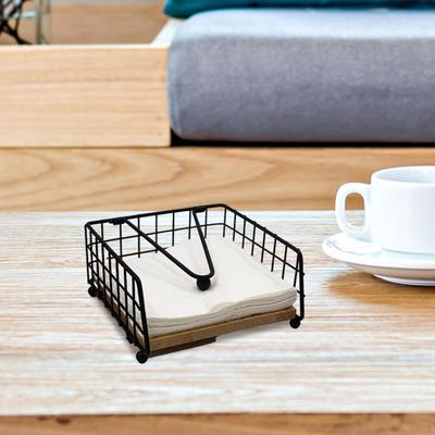 Serviettenhalter Flachspender Dekoration Eisen Stilvoll Papier Holzsockel für Hotel Café