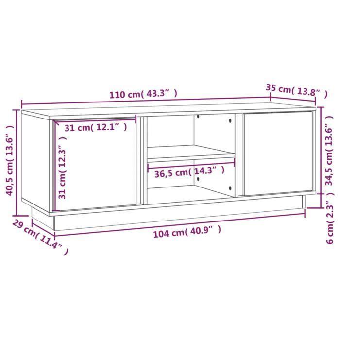 814478 vidaXL TV Stand Black 110x35x40.5 Cm Solid Pine Wood