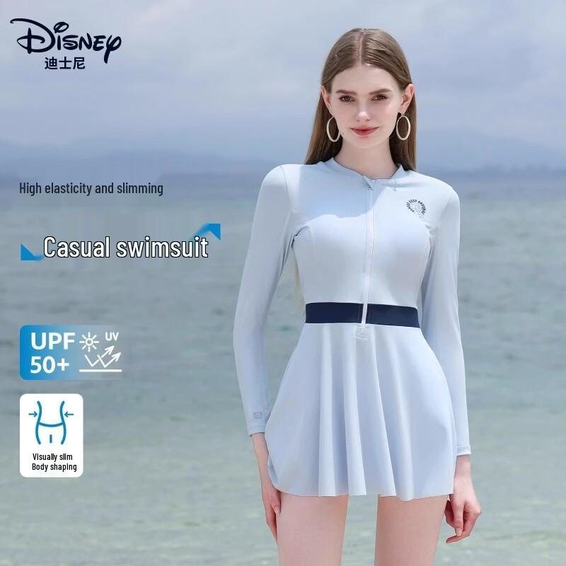 Disney Kids Long Sleeve Sun Protection One-Piece Swimsuit M синий