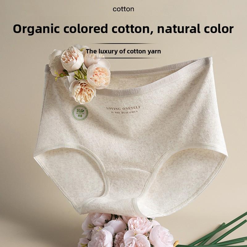 Women's Large Size Spring and Autumn Natural Color Cotton 10A Antibacterial Crotch High Waist Triangle Briefs
