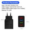 4 USB EU US Plug Charger Quick Charge 3.0 for Phone Adapter for iPhone 14 Pro Max Tablet Portable Wall Mobile Charger