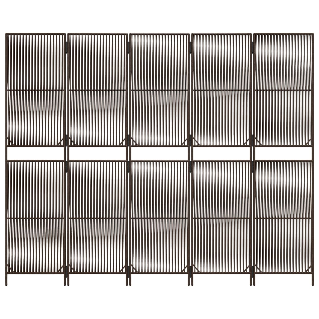 Vidaxl 5-Panel Screen, Brown, Poly Rattan