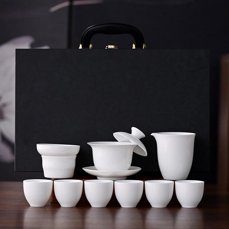Ruhan Pure White Ceramic Tea Set Gift Set