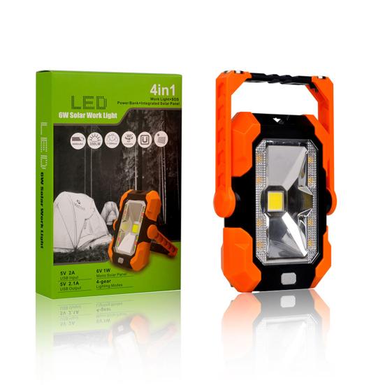 4-in-1 Solar Work Light 4 Lighting Modes USB Rechargeable LED Work Light
