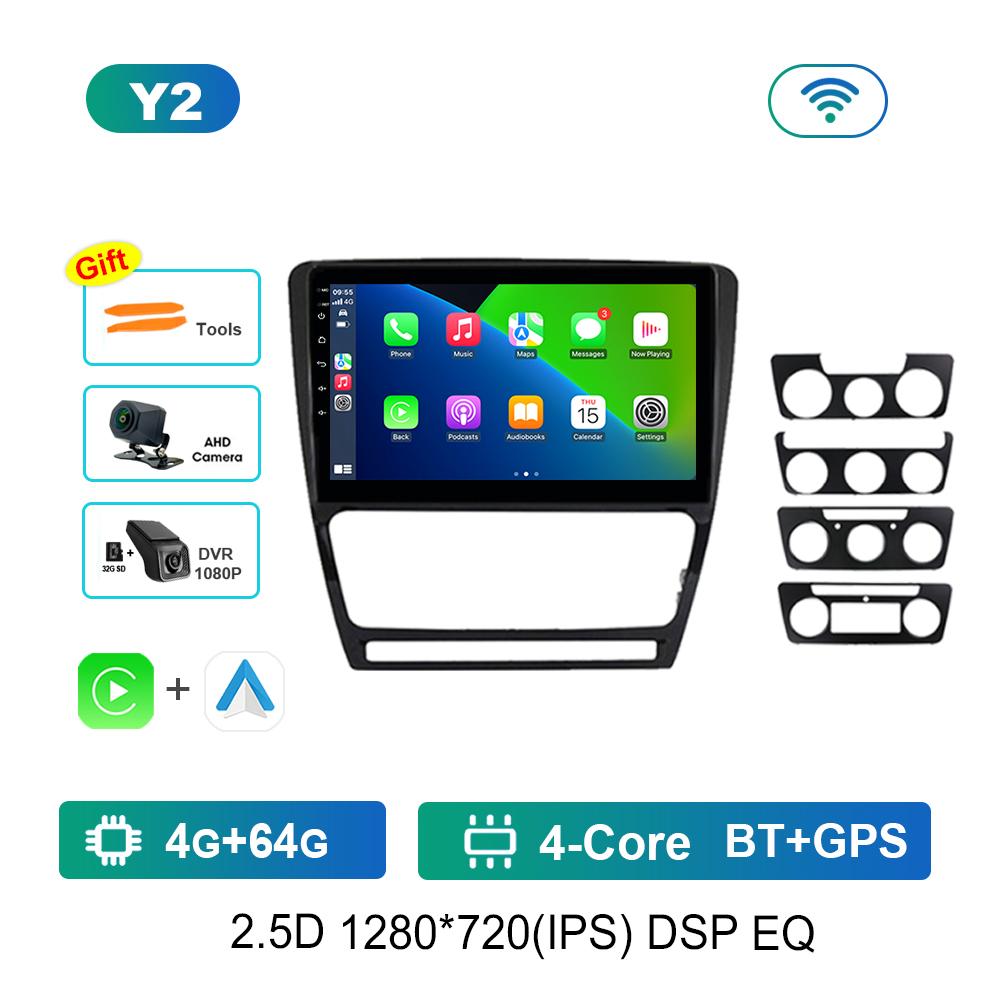Car Video Multimedia Player GPS for Skoda Octavia 2 A5 2004 - 2013 Carplay WiFi Android Intelligent System 4G HD Touch Screen