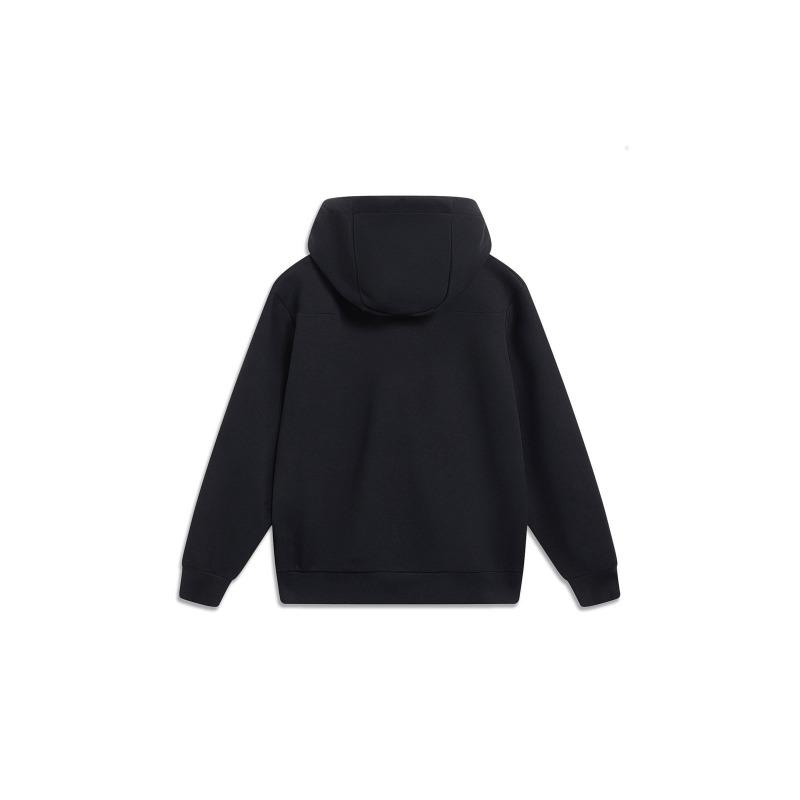 Li Ning Wade Series Einfarbig Bedruckter Locker Gestrickter Hoodie Herren Hoodies Schwarz AWDT145-1