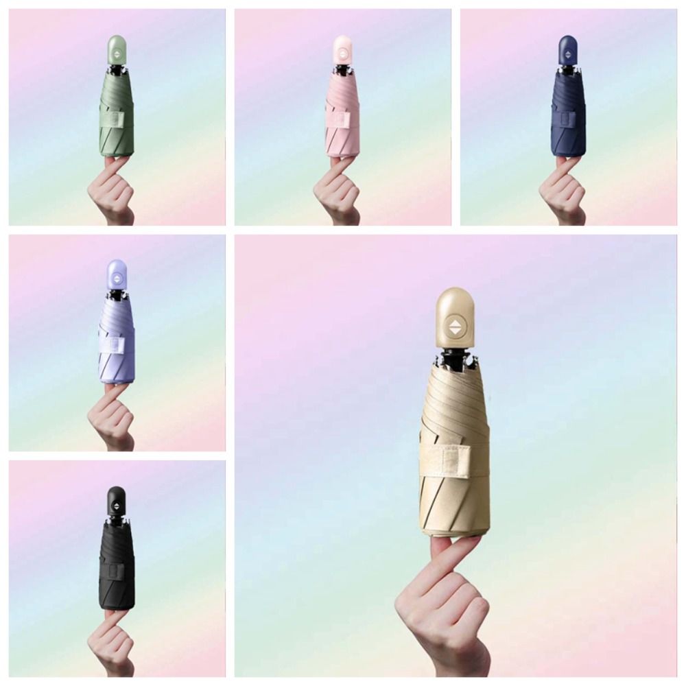 Lightweight Automatic Pocket Umbrella UV Protection Solid Color Dual-use Folding Umbrella Portable High-end